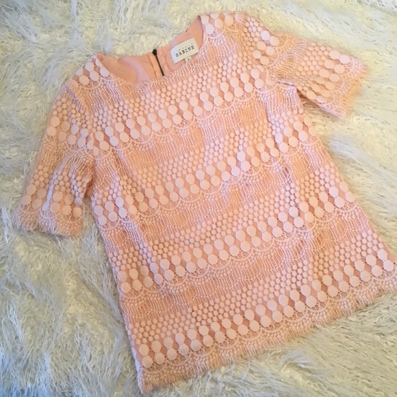 Sabine Tops - SABINE PINK LACE HALF SLEEVE TOP
